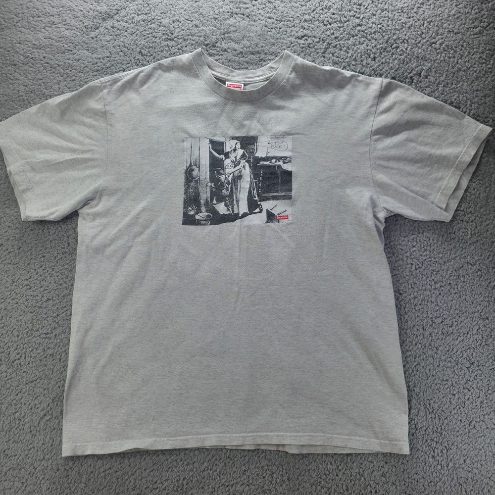 Supreme Mike Kelley Hiding From Indians Tee Shirt Grey Size L Mens Streetwear